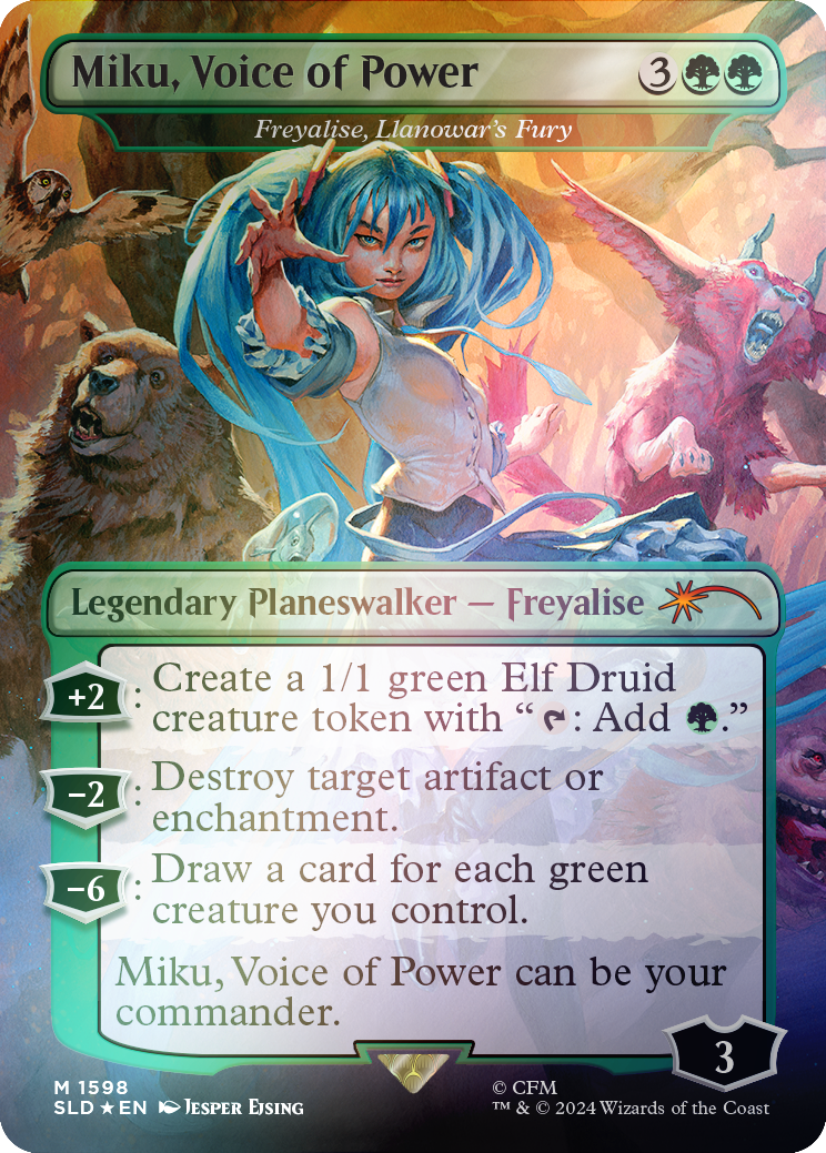 Miku, Voice of Power - Freyalise, Llanowar's Fury (Rainbow Foil) [Secret Lair Drop Series] | D20 Games