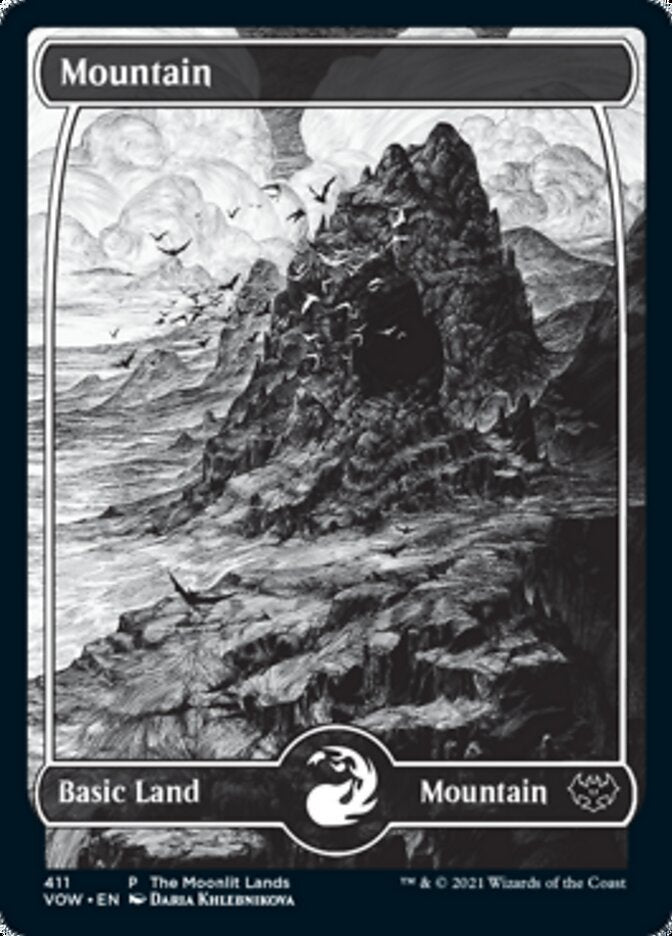 Mountain (The Moonlit Lands) (Foil Etched) [Innistrad: Crimson Vow Promos] | D20 Games