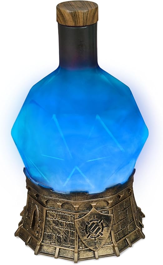 ENHANCE Gaming Sorcerer's Mana Potion Light with Swirling Mystical Brew - Potion Bottle Mood Light Prop for Tabletop Game Immersion, Playroom, Desk Decor - Soft Glowing Whirling Goblet (Blue Elixir)