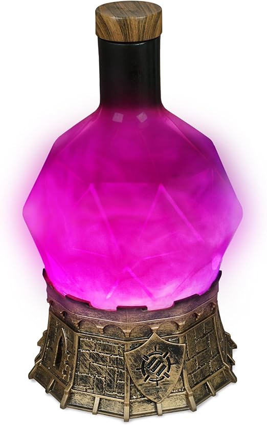 ENHANCE Gaming Sorcerer's Potion Light with Swirling Mystical Brew - Potion Bottle Mood Light Prop for Tabletop Game Immersion, Playroom, Desk Decor - Soft Glowing Whirling Potion (Purple Elixir) | D20 Games