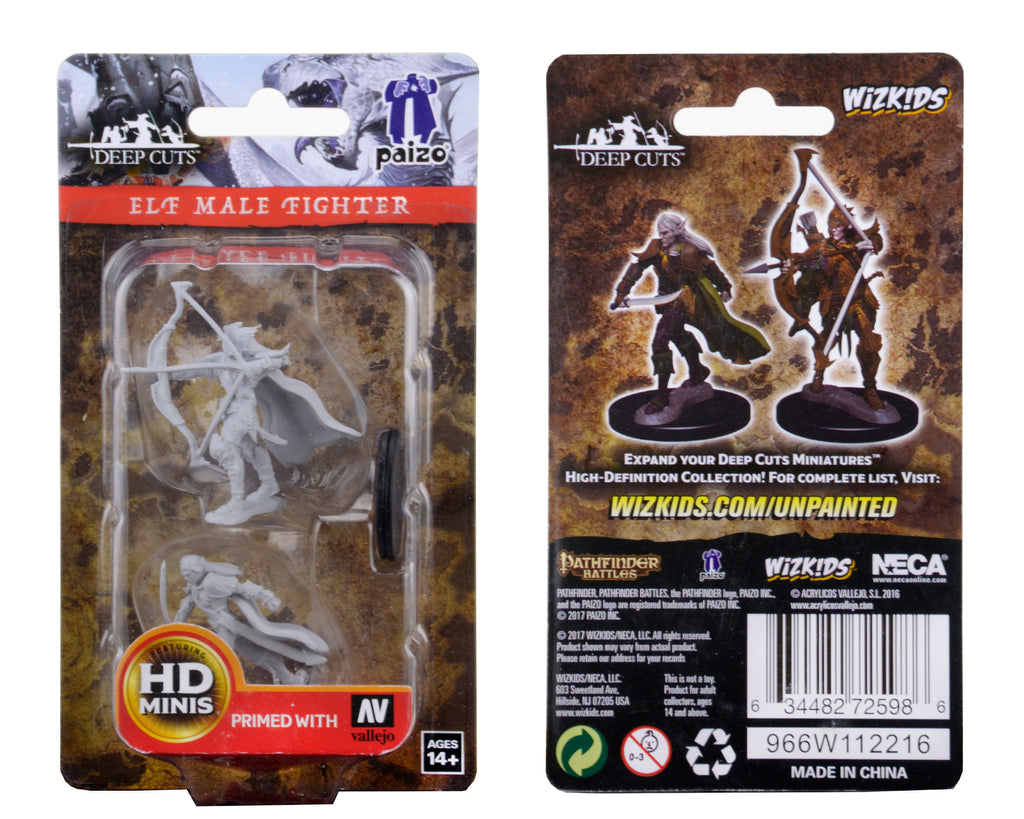 Pathfinder Battles Deep Cuts Unpainted Miniatures: Elf Male Fighter | D20 Games