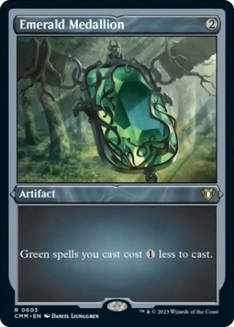 Emerald Medallion (Foil Etched) [Commander Masters] | D20 Games