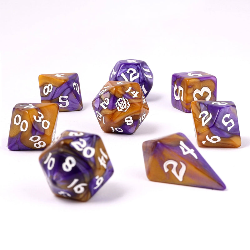 Wyrmforged Rollers - Rounded Edge 8 Piece Polyhedral Dice set - Magister Robes