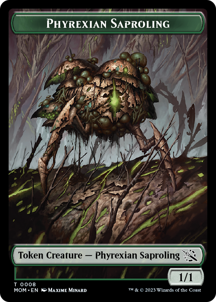 Warrior // Phyrexian Saproling Double-Sided Token [March of the Machine Tokens] | D20 Games