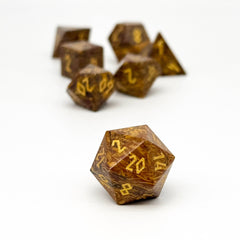 Golden Silk Jade - 7 Piece RPG Set Gemstone Dice | D20 Games