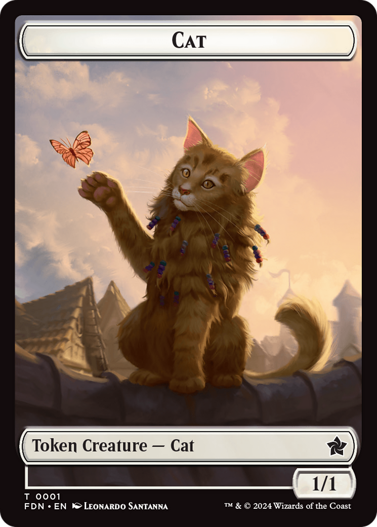 Cat (0001) // Cat (0002) Doubled-Sided Token [Foundations Tokens] | D20 Games