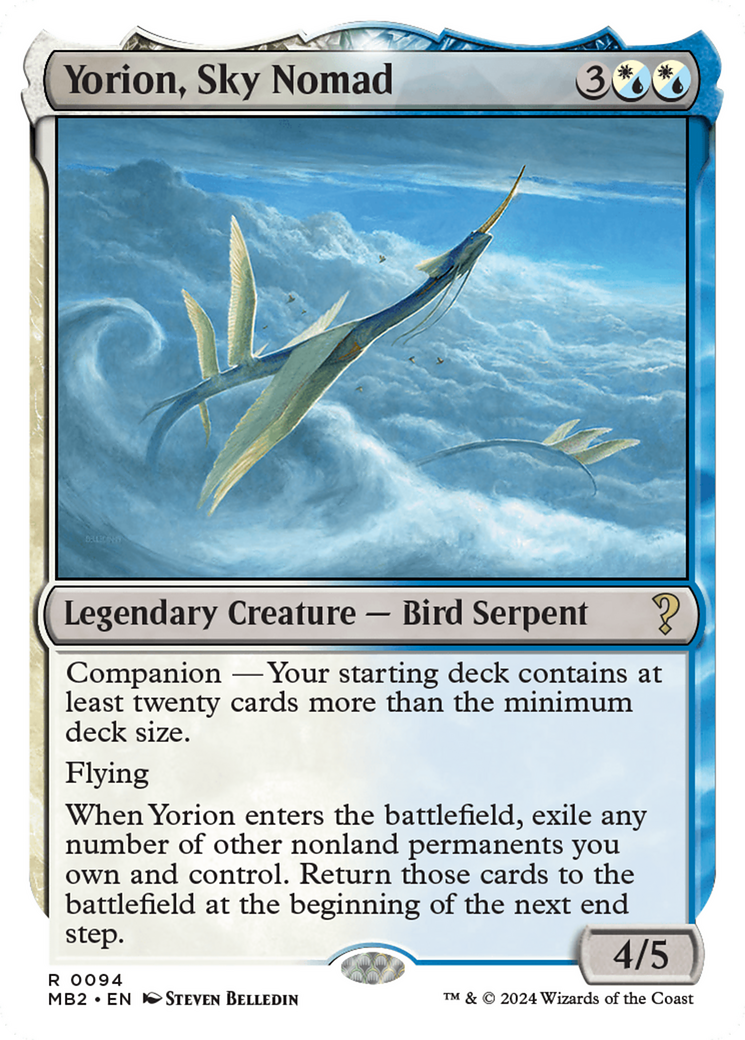 Yorion, Sky Nomad (White Border) [Mystery Booster 2] | D20 Games