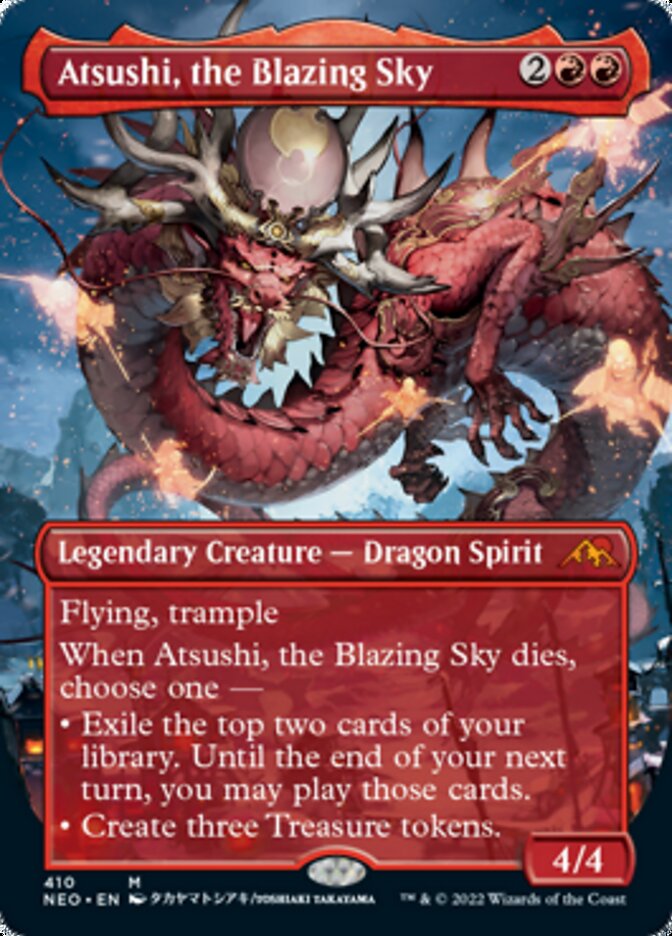 Atsushi, the Blazing Sky (Borderless Alternate Art) [Kamigawa: Neon Dynasty] | D20 Games