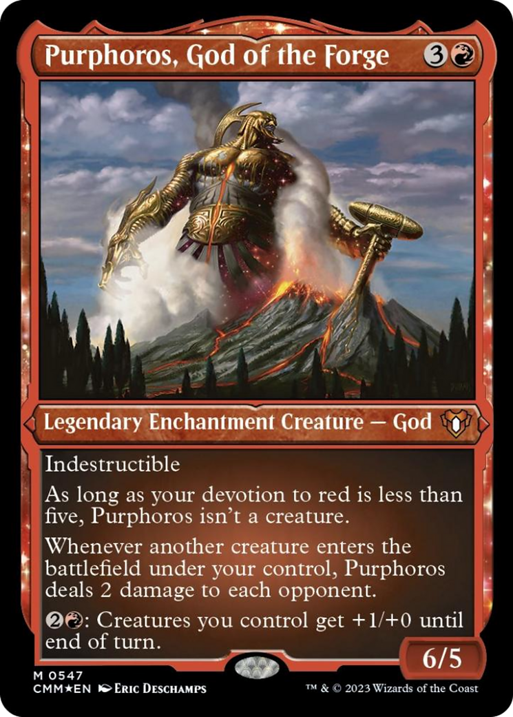 Purphoros, God of the Forge (Foil Etched) [Commander Masters] | D20 Games