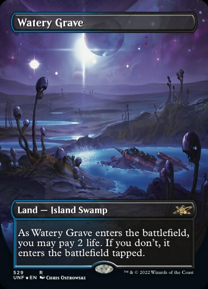 Watery Grave (Borderless) (Galaxy Foil) [Unfinity] | D20 Games