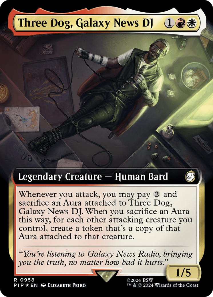 Three Dog, Galaxy News DJ (Extended Art) (Surge Foil) [Fallout] | D20 Games