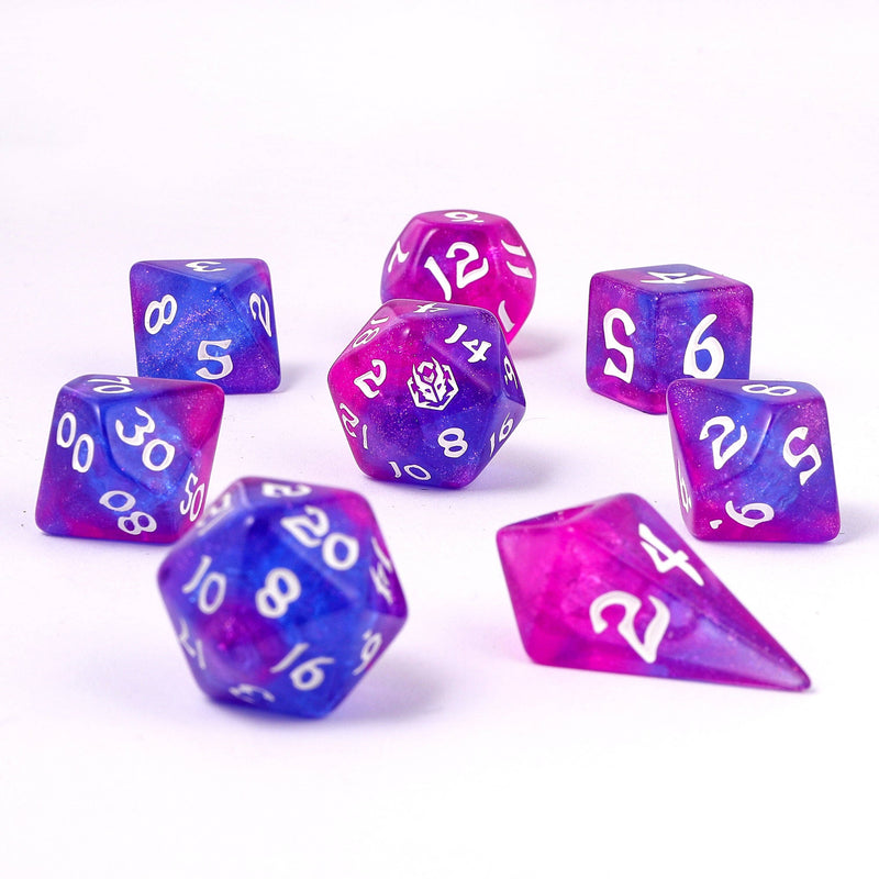 Wyrmforged Rollers - Rounded Edge 8 Piece Polyhedral Dice set - Fairy Farts