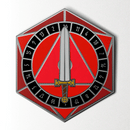 D20 Sword Spinner Pin - Hard Enamel Adventure Dice Pin Metal by Norse Foundry: Red