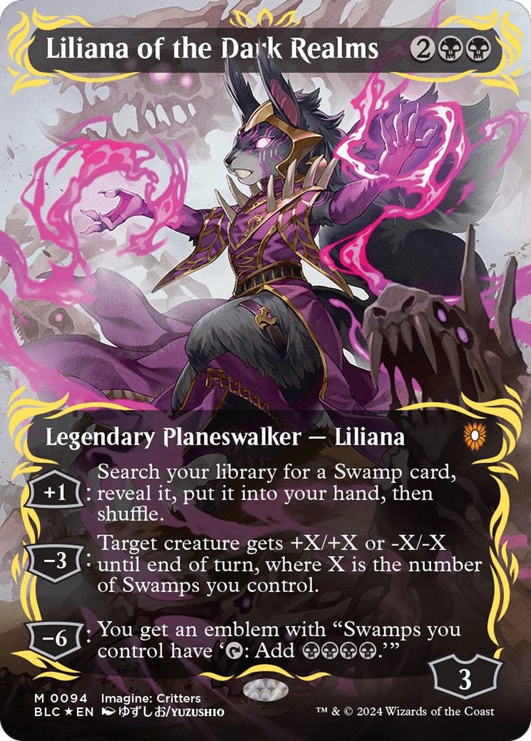 Liliana of the Dark Realms (Borderless) (Raised Foil) [Bloomburrow Commander] | D20 Games