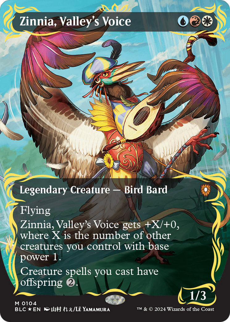 Zinnia, Valley's Voice (Borderless) (Raised Foil) [Bloomburrow Commander] | D20 Games