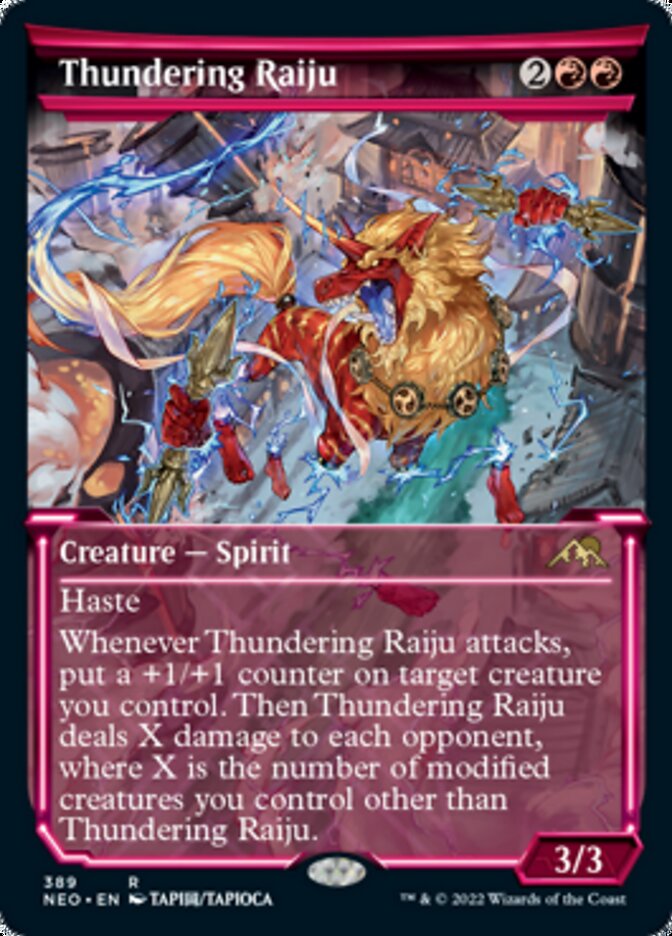 Thundering Raiju (Showcase Soft Glow) [Kamigawa: Neon Dynasty] | D20 Games