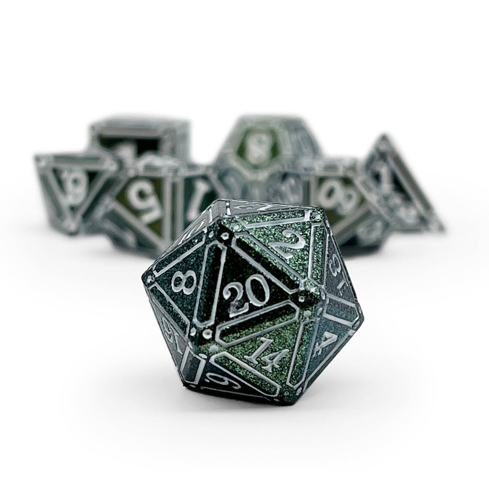 Ironworks - Necromancer Spellbook 7 Piece RPG set Alloy Metal Dice | D20 Games