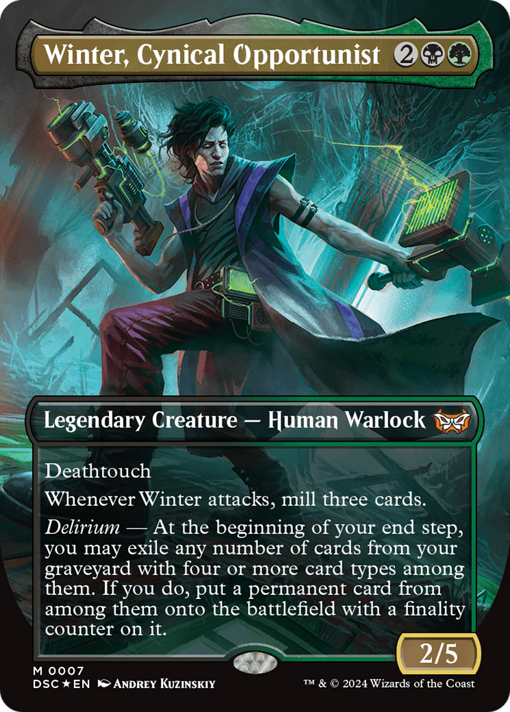 Winter, Cynical Opportunist (Borderless) [Duskmourn: House of Horror Commander] | D20 Games