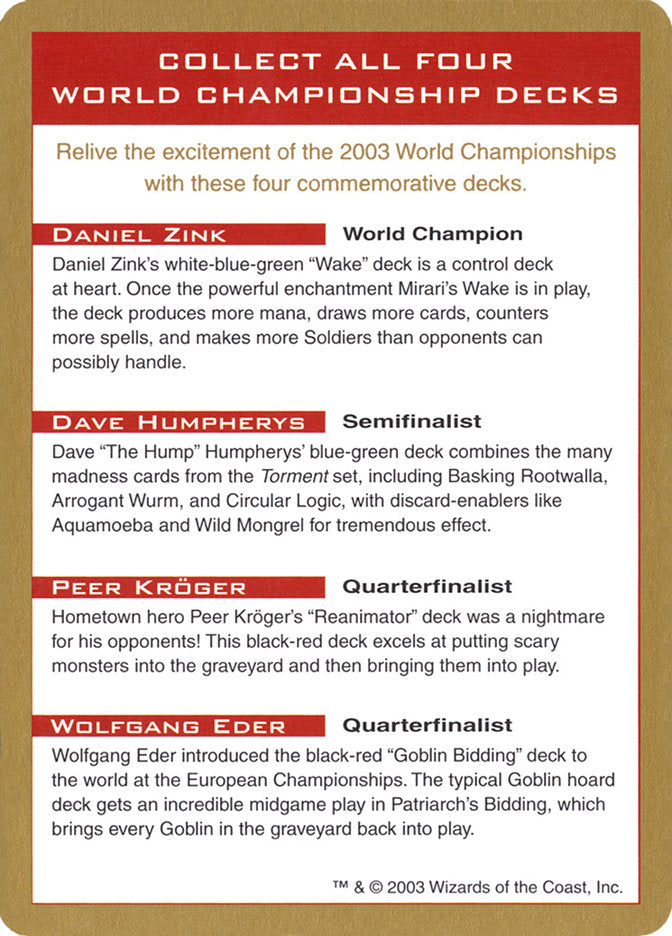 2003 World Championships Ad [World Championship Decks 2003] | D20 Games