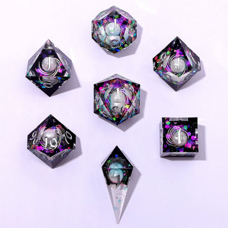 Captured Magic Sharp Edge Resin Dice - Celestial Pearl