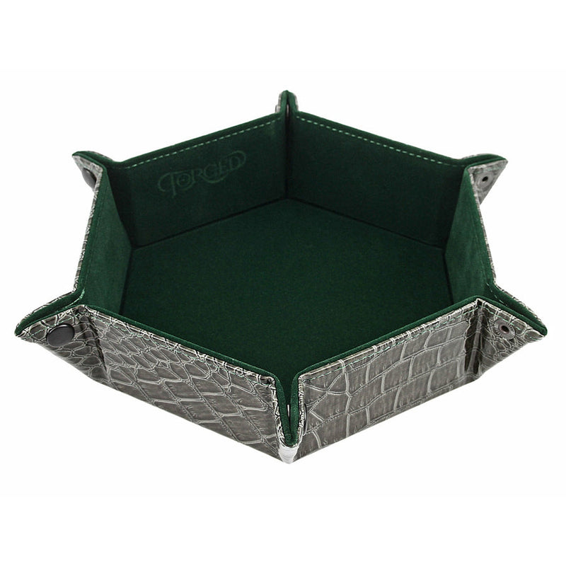 Hexagon Snap Folding Dice Tray - Dragon Skin Green