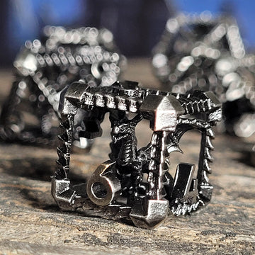 Dragons Immure Antique Silver Set 7 Metal Dice | D20 Games