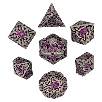 Sacred Hollows Silver Purple Set 7 Metal Dice