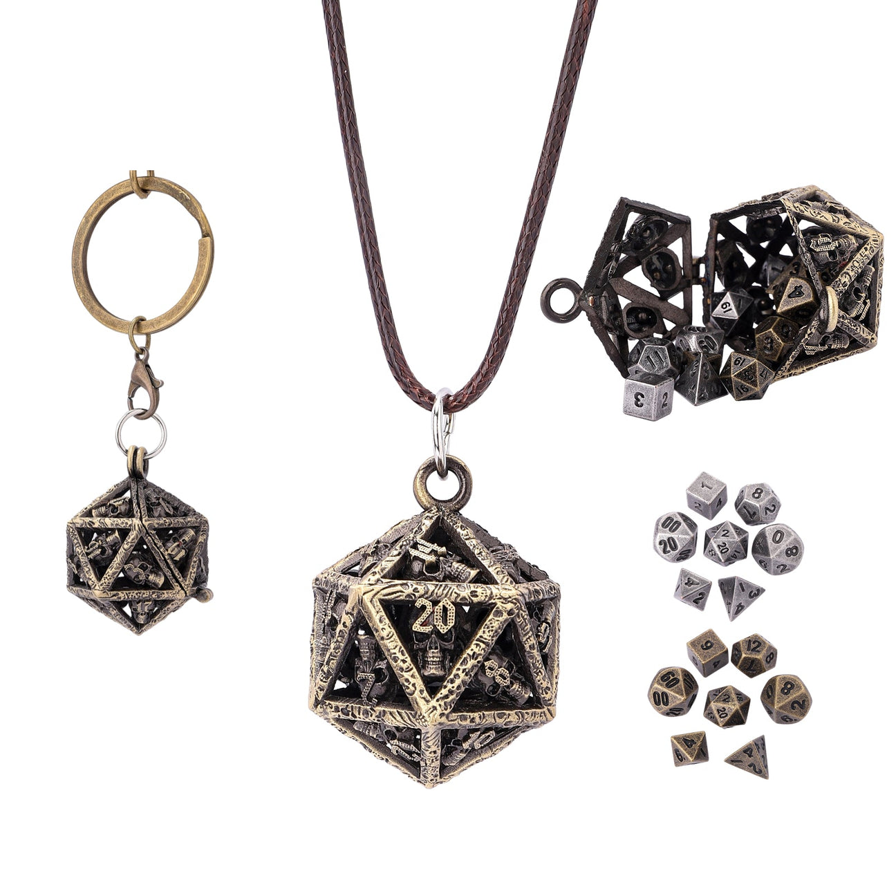 Grimskull's D20 Locket Gift Set - Ancient Gold | D20 Games