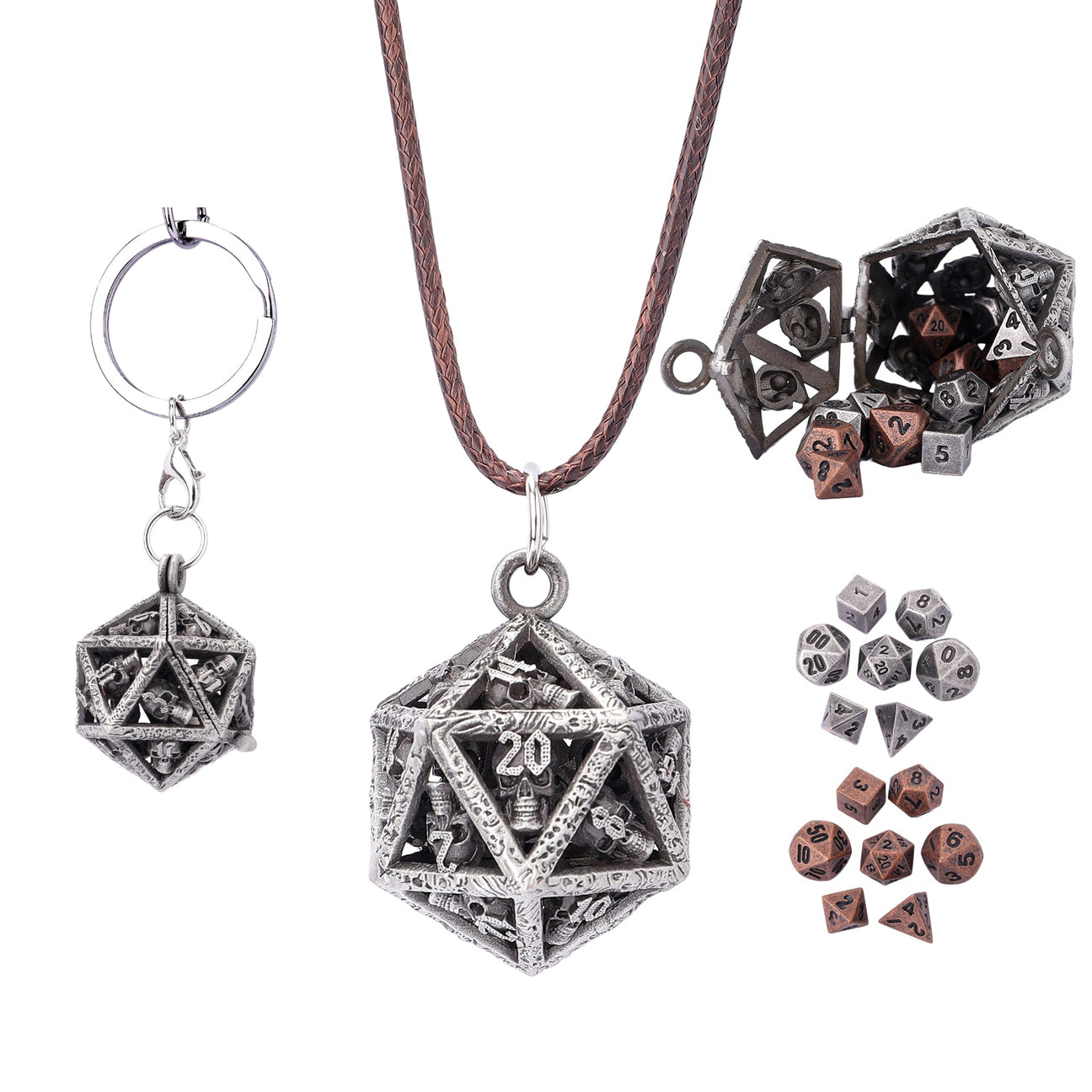 Grimskull's D20 Locket Gift Set - Ancient Silver | D20 Games