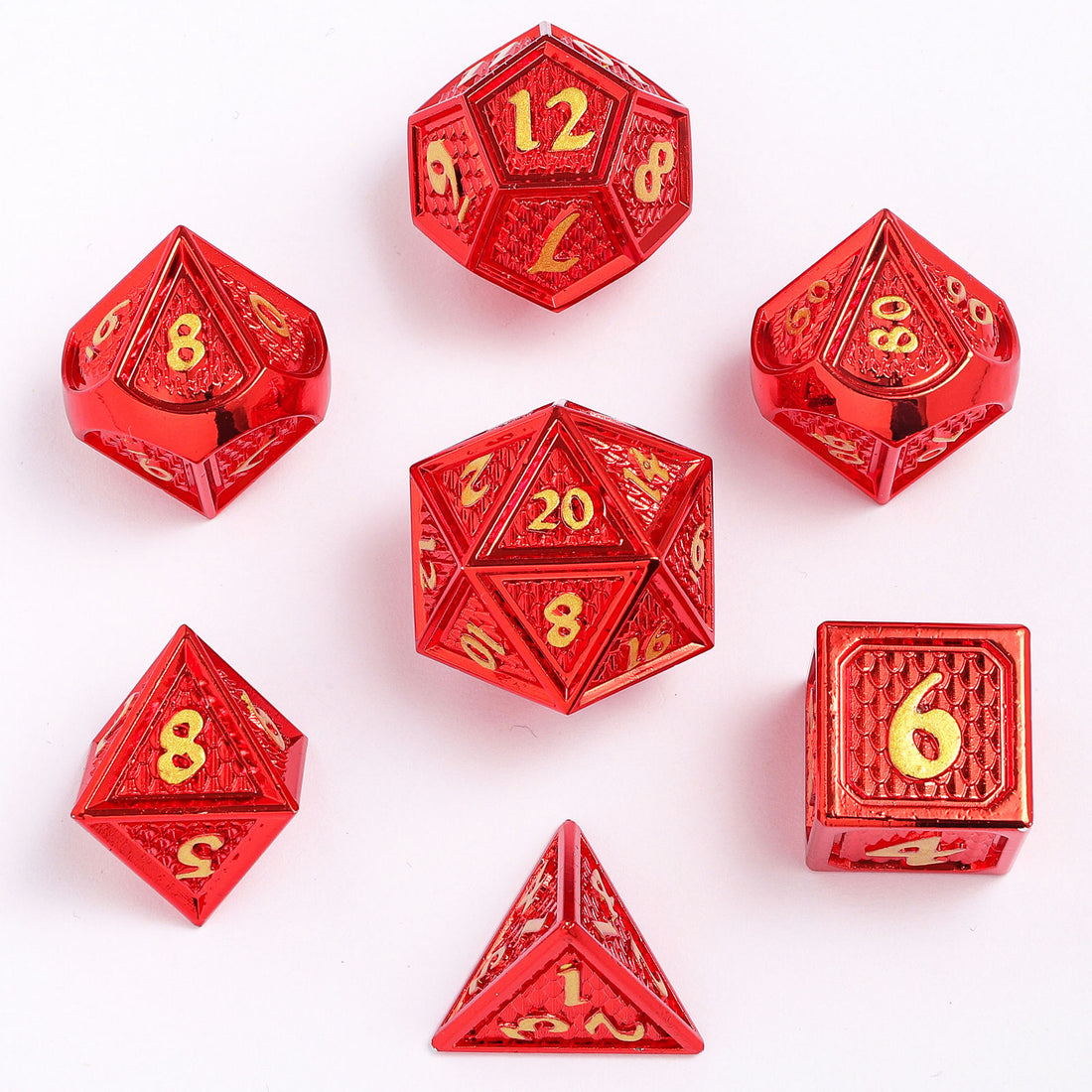 Behemoth Red w/Gold Solid Metal Dice Set | D20 Games