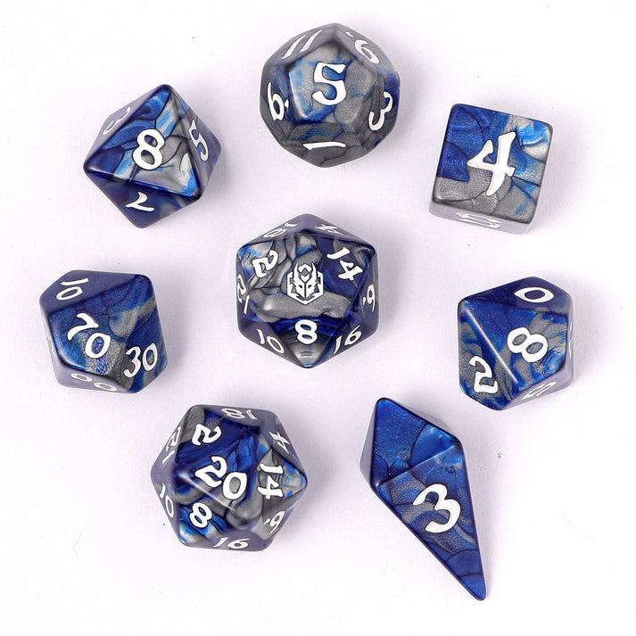 Hymgho 8pcs RPG Dice Set -  Paladin Steel