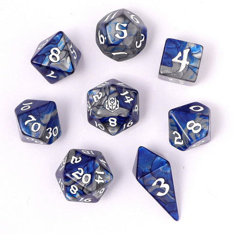 Hymgho 8pcs RPG Dice Set -  Paladin Steel