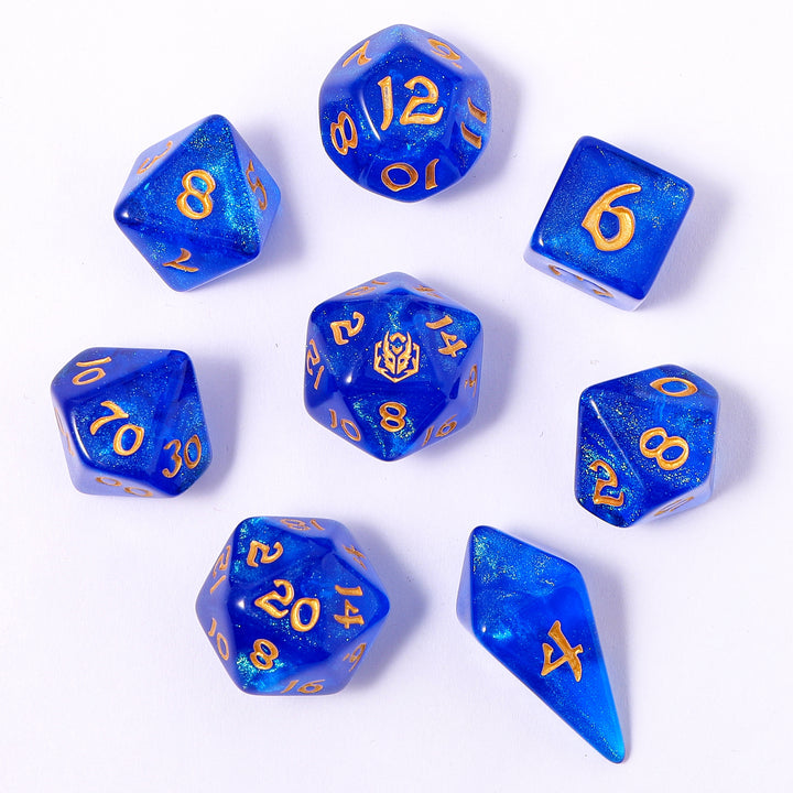 Wyrmforged Rollers - Rounded Edge 8 Piece Polyhedral Dice set - Cantrip