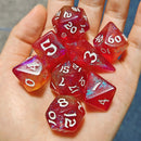 Wyrmforged Rollers - Rounded Edge 8 Piece Polyhedral Dice set - Infernal Spark