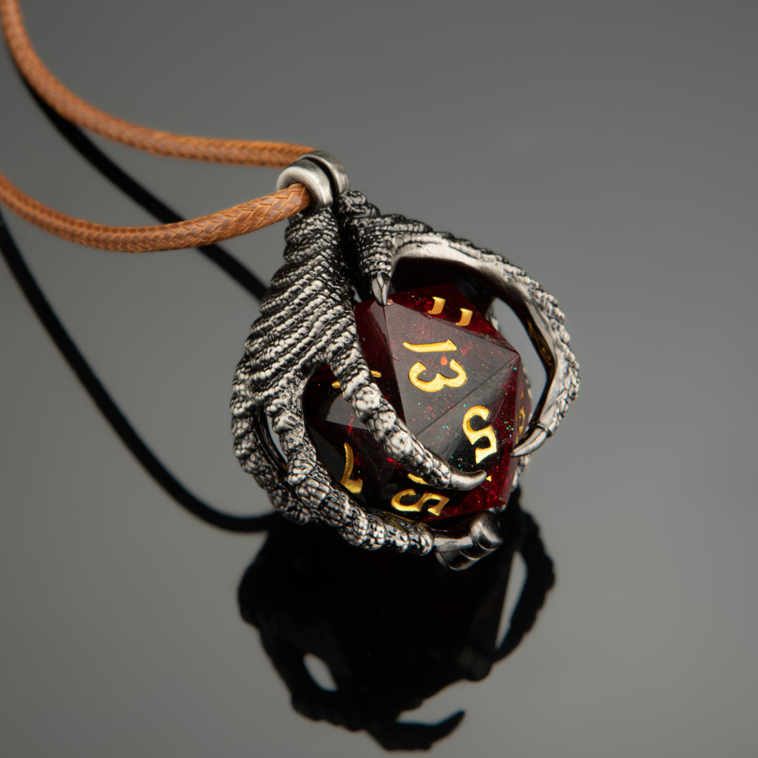 Dragon's Claw Necklace with Random Sharp Resin D20 - Silver | D20 Games