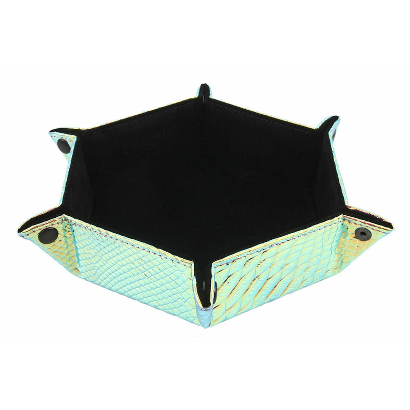 Hexagon Snap Folding Dice Tray - Dragon Skin Holographic Gold