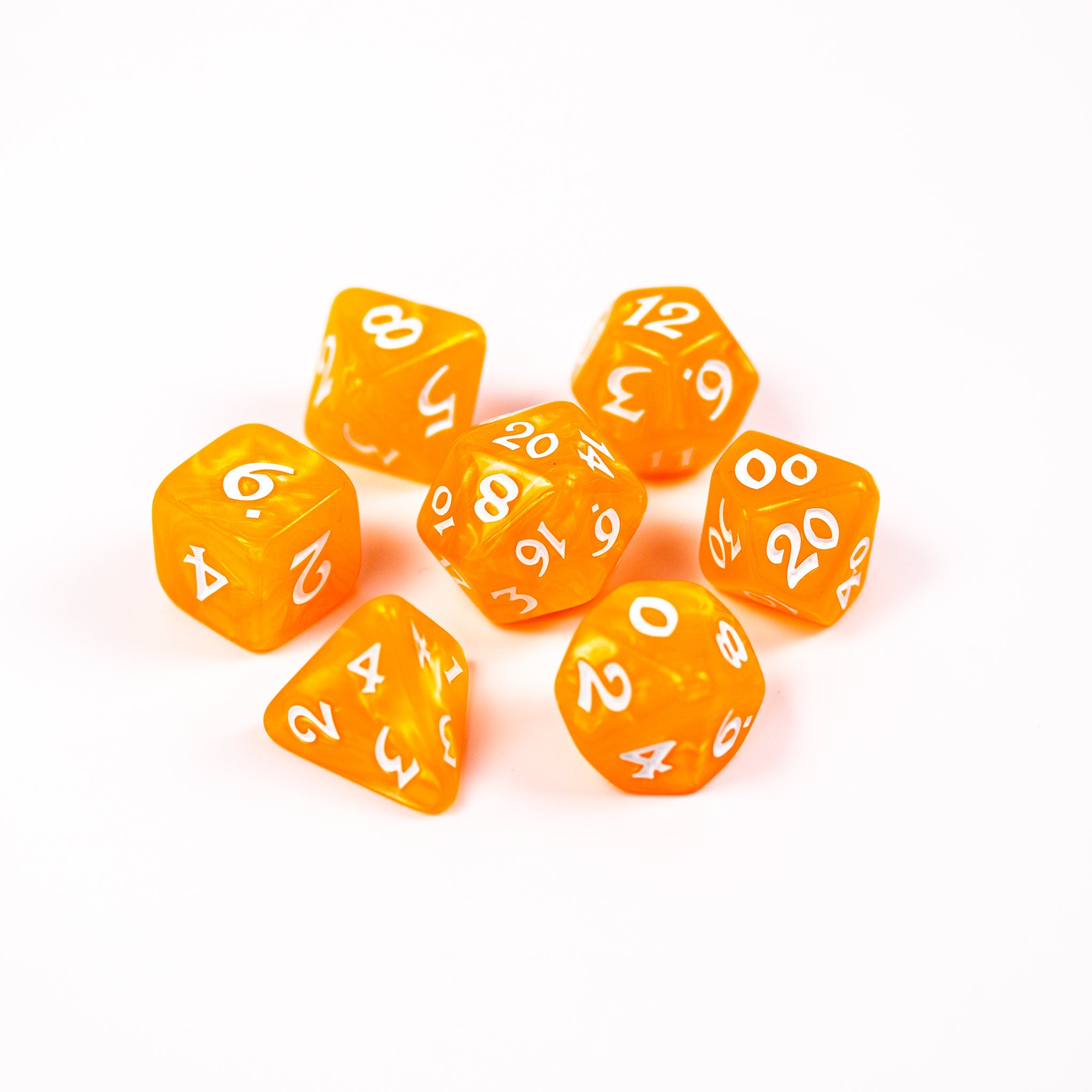 7pc RPG Set - Elessia Essentials - Orange with White | D20 Games