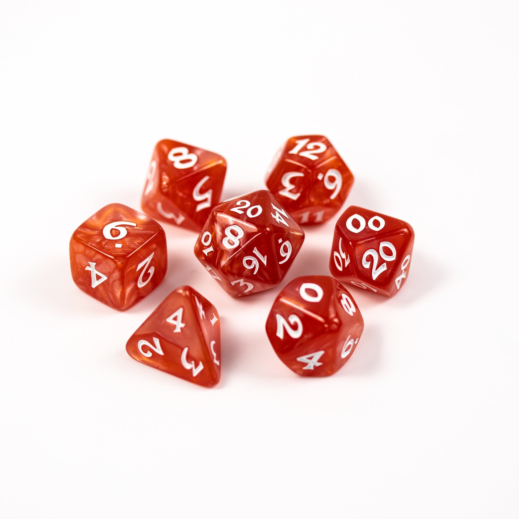 7pc RPG Set - Elessia Essentials - Red with White | D20 Games