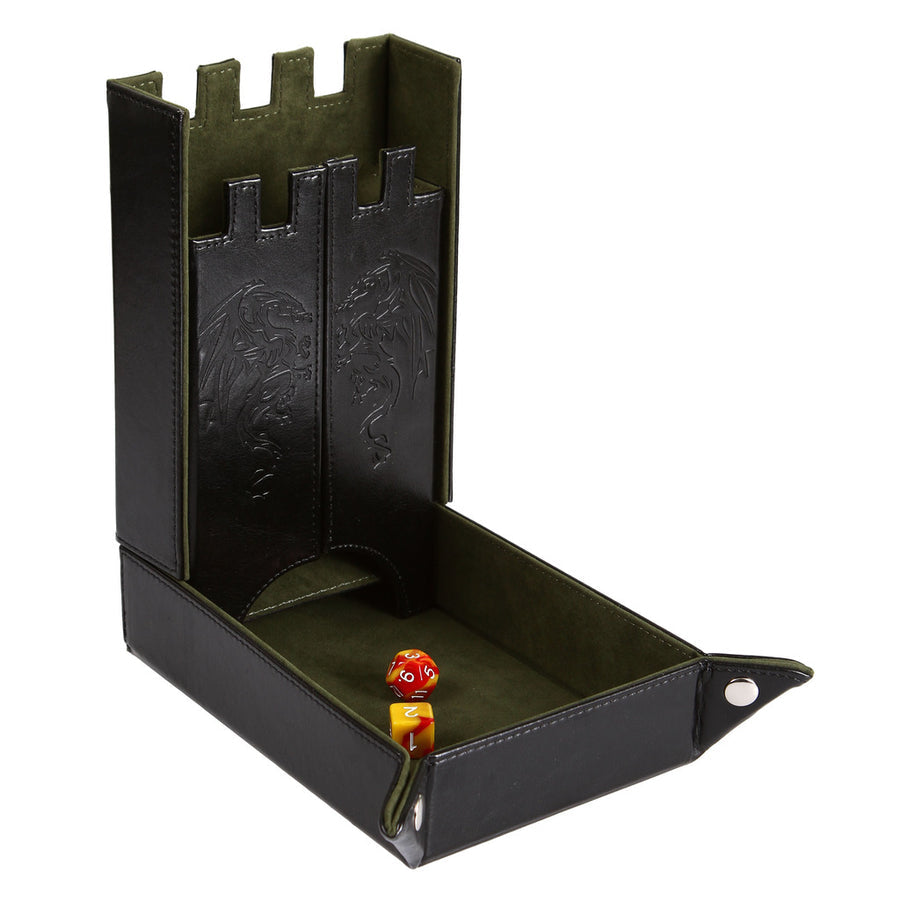 Forged Draco Castle Dice Tower & Dice Tray, Green | D20 Games