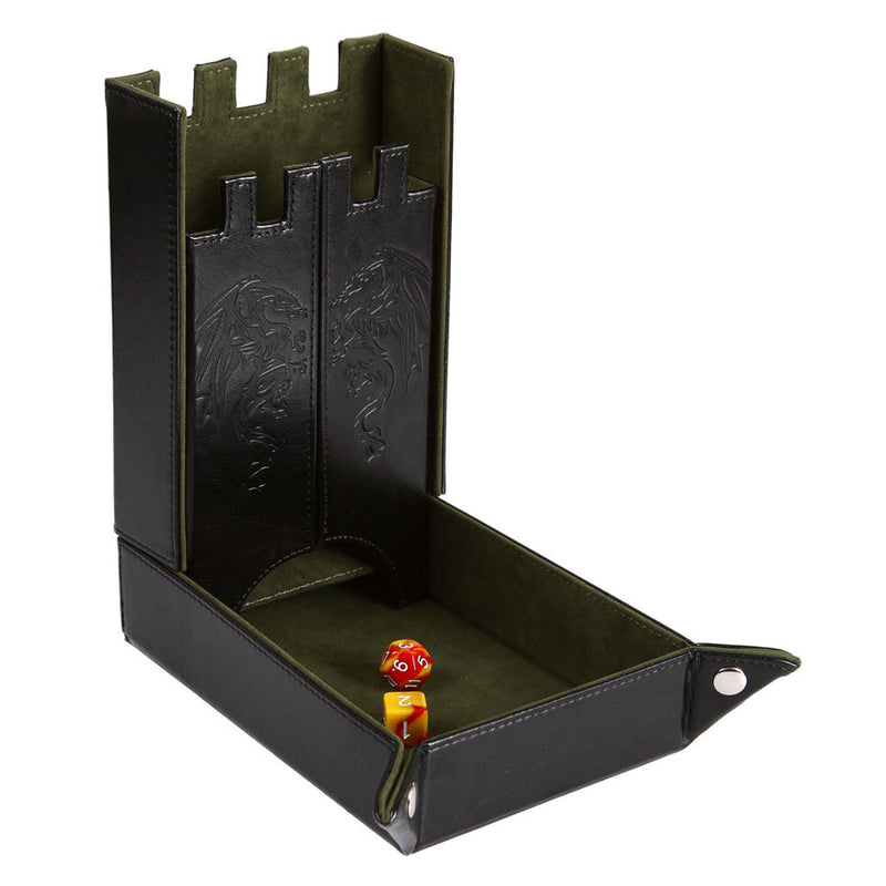 Forged Draco Castle Dice Tower & Dice Tray, Green