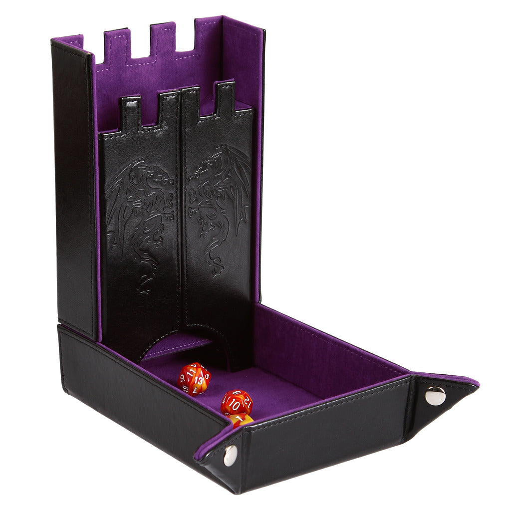 Forged Draco Castle Dice Tower & Dice Tray, Purple | D20 Games