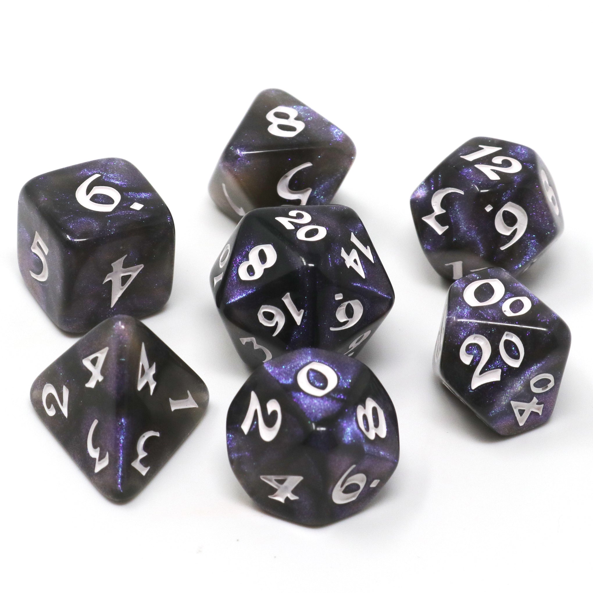 7pc RPG Set - Elessia Kybr - Passion with White | D20 Games