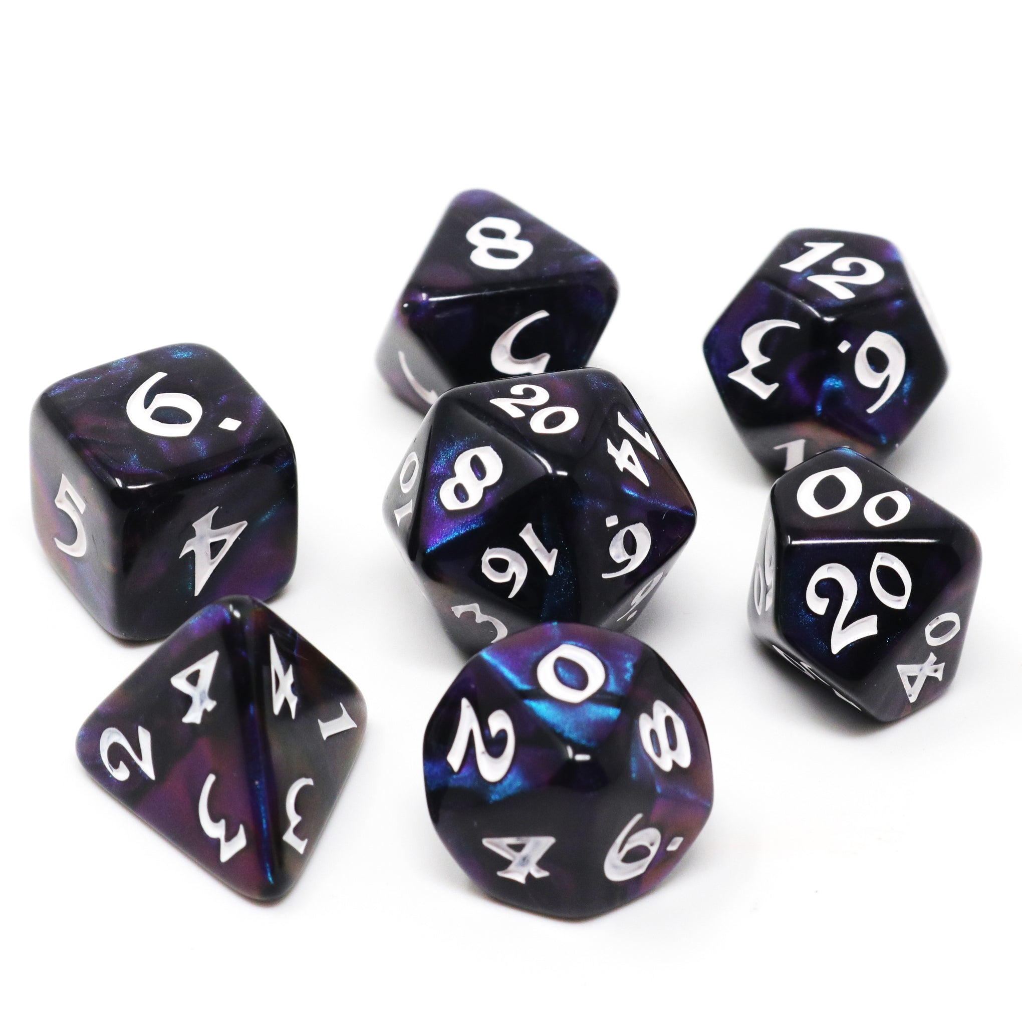 7pc RPG Set - Elessia Moonstone Deepwalker with White | D20 Games