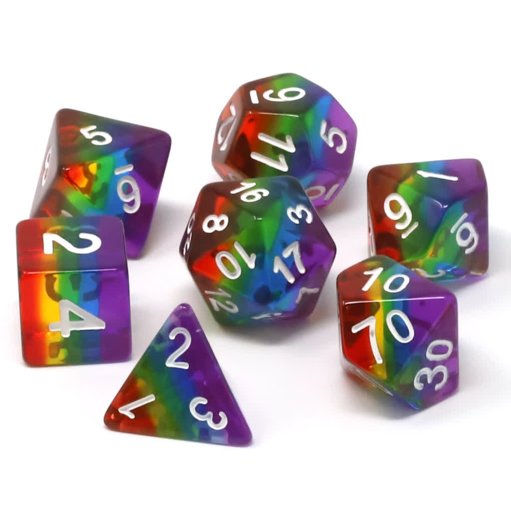 7pc RPG Set - Prismatic Rainbow | D20 Games