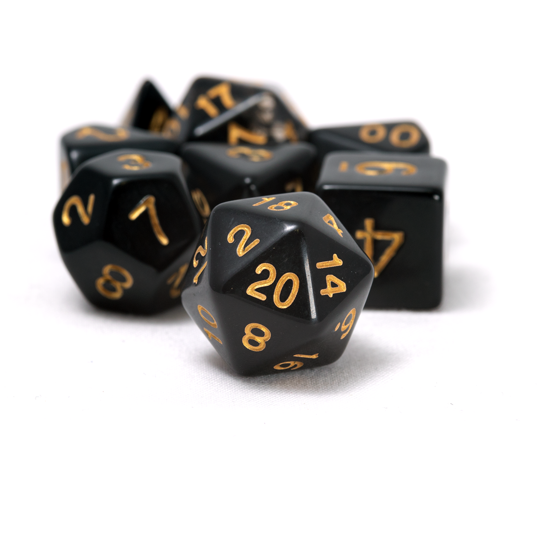 Sirius Dice: Solid Black, Gold Ink | D20 Games