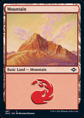 Mountain (487) (Foil Etched) [Modern Horizons 2] | D20 Games