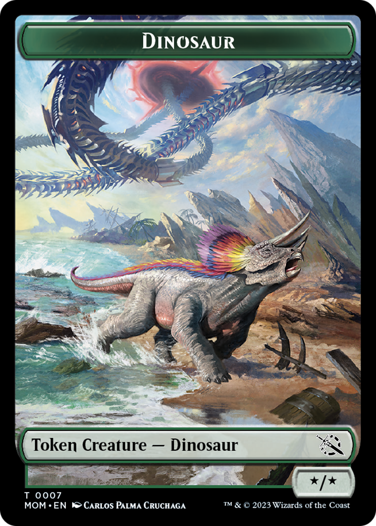 Warrior // Dinosaur Double-Sided Token [March of the Machine Tokens] | D20 Games