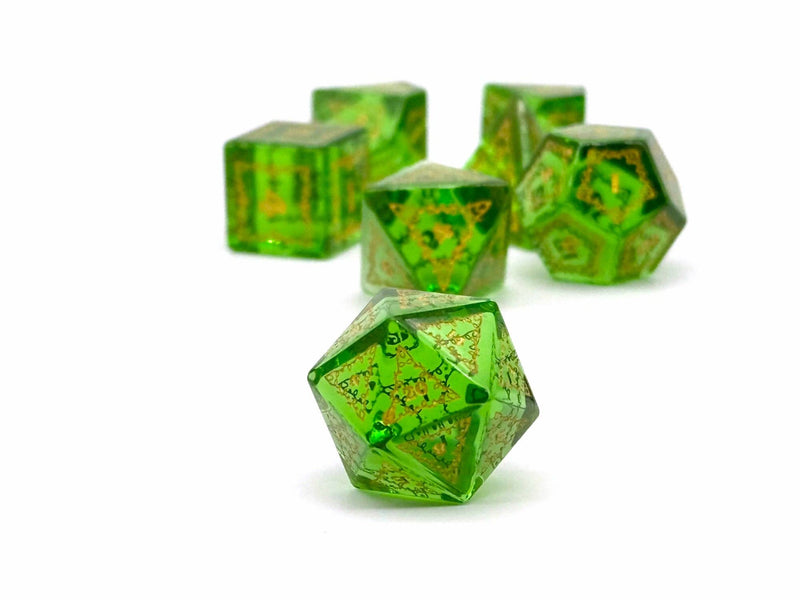 Holiday Orc Mystery Gemstone or Glass Dice Set with Premium Holiday Book Tin: Single