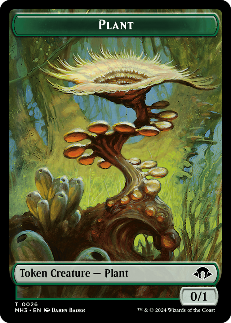 Plant (Ripple Foil) // Zombie Double-Sided Token [Modern Horizons 3 Tokens] | D20 Games