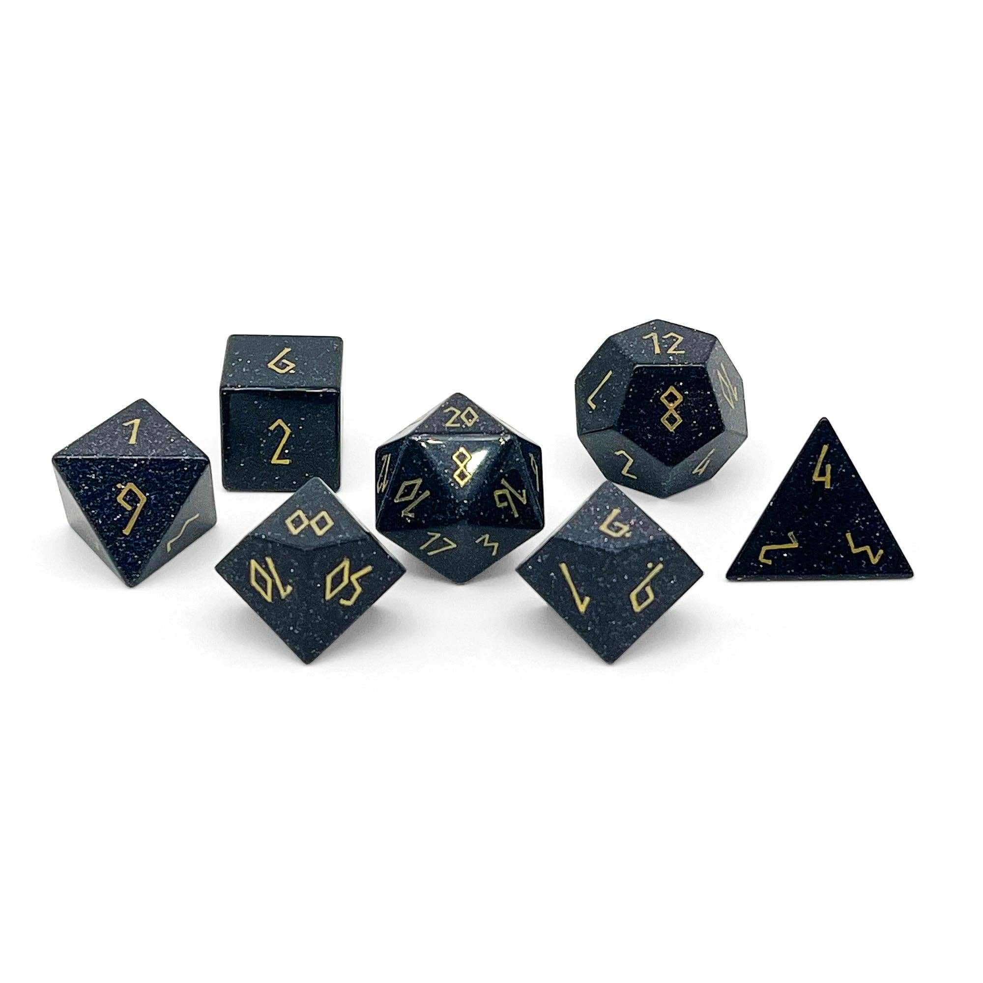 Blue Sandstone - 7 Piece RPG Set Gemstone Dice | D20 Games